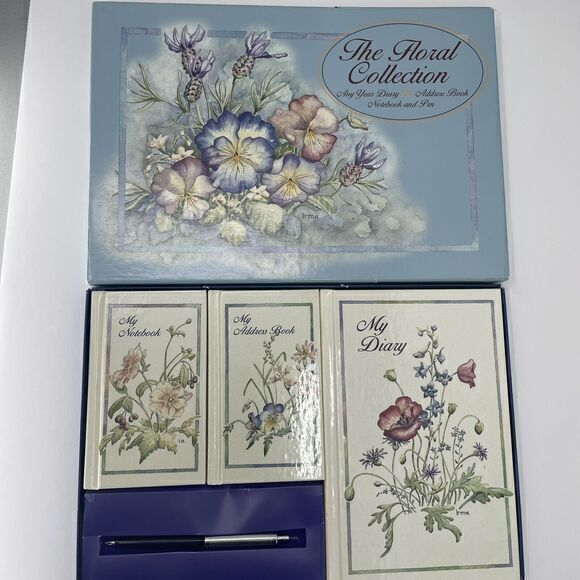 Vintage 1997 Floral Jornal Notebook Address Book And‎ Pen - Picture 1 of 5